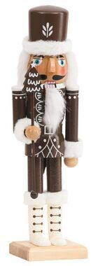 Wooden Christmas Nutcracker, 14", SOLDIER IN CHOCOLATE BROWN W/ TREE STAFF, TJM